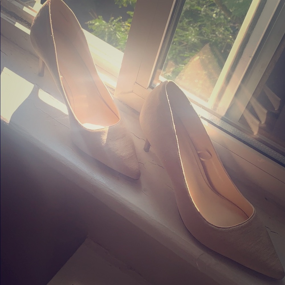 Beautiful beige closed toe high heels